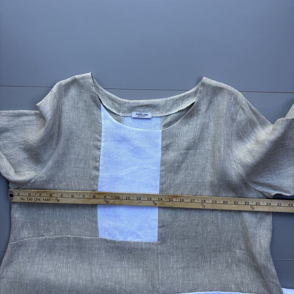 Puro Lino Size US 10 Oversized Tunic Top Made In Italy 100% Linen Lagenlook Boho - Picture 7 of 11